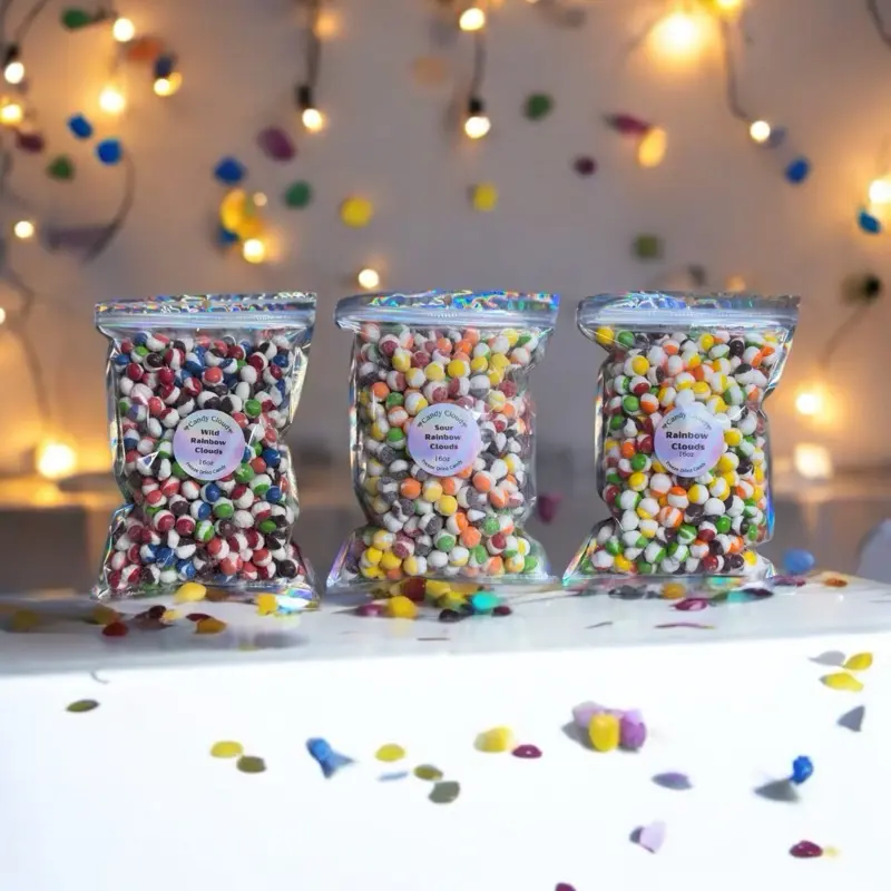 3lbs of Freeze dried Rainbow Clouds /  3 - 1lb bags of freeze dried candy - 1lb Wild Rainbow Clouds - 1lb Sour Rainbow Clouds - 1lb Rainbow Clouds - great Snacks on the go Crunchy Sweet Tangy - Bonbon Fruity