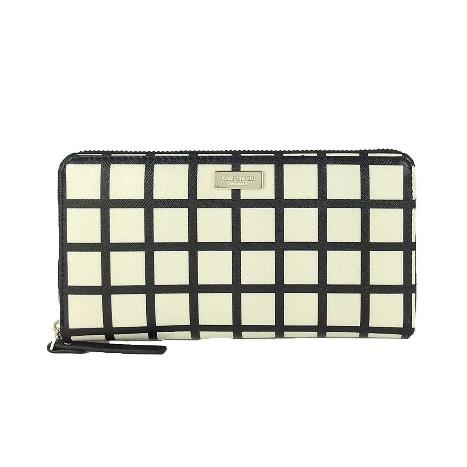Kate Spade Bridgewater Drive Neda Plaid Print Slim Continental Zip Wallet - Women's Durable Zip Closure Wallet for Luggage, Bags Use, Durable Wallet