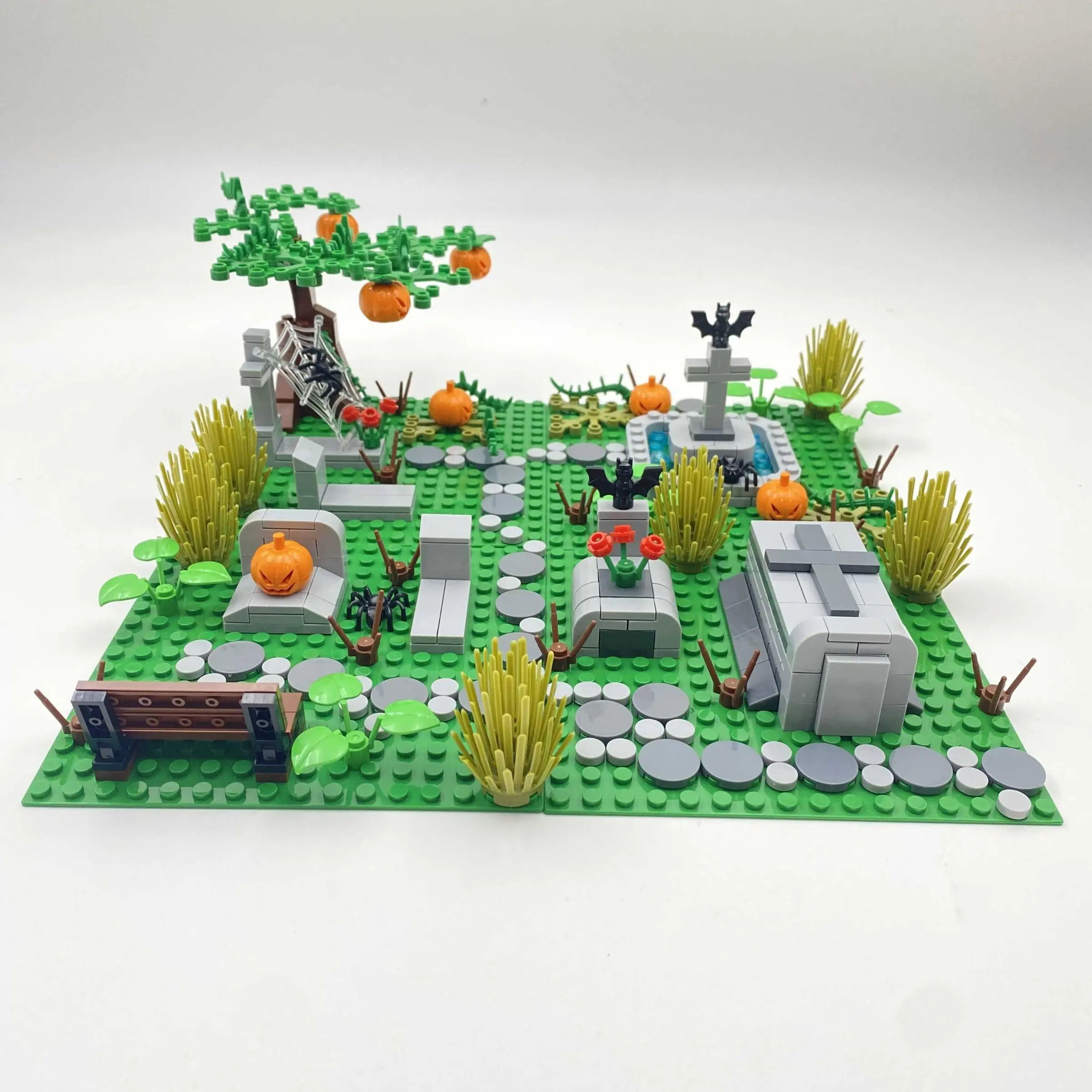 Building Blocks Toy, DIY Cemetery Pumpkin Cart Blocks Toy, Creative Assembly Building Blocks Toy, Birthday Gift, Diy Building Model