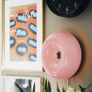 Donut Table Lamp,Fancy Nancy Theme Party，Creative Orange Donut Atmosphere Lamps with Acyclic Shade,Retro-Modern Table Light,3-Color Dimmable Nightstand Lamp for Bedroom and Desk, Aesthetic Home Decor & Gifts (White,Orange)