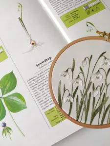 Snowdrops botanical embroidery, spring embroidery design, spring flowers, flowers embroidery car ornament