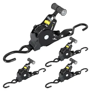 4Pcs Automatic Retracting Ratchet Straps for Ford Maverick 500lbs Capacity Heavy Duty Tensioner with S-Hooks 11ft Length 1500 Lb Breaking Strength for Motorcycle ATV Furniture Cargo