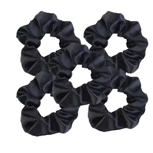 Satin Scrunchies for Women No Hair Damage, No Crease, Suitable for All Hair Types Elastics Bands Accessories Girls Black 5Pcs Vashop