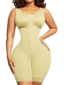 1 Count Women's Solid Color Anti-Slip Lace-trimmed Shapewear,  Fajas, Colombian Shapewear, Front U-Shape Chest Coverage Body Shaper, Non-Adjustable Wide Strap Shaperwear Jumpsuit, Open Crotch Bodysuit, Suitable for Training & Sports