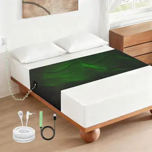 Grounding Sheets, Grounding Mat for Bed 90% Cotton+10% Pure Silver Fiber Grounded Earth Sheets Sheet for All Mattress Sizes Queen Cal King Full Twin, 106"x23.6" (Black)