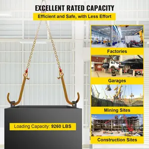 V Bridle Chain, 5/16 in x 2 ft Bridle Tow Chain, Grade 80 V-Bridle Transport Chain, 9260 Lbs Break Strength with TJ Hooks and Crab Hooks, Heavy Duty Pear Link Connector and Chain Shorteners