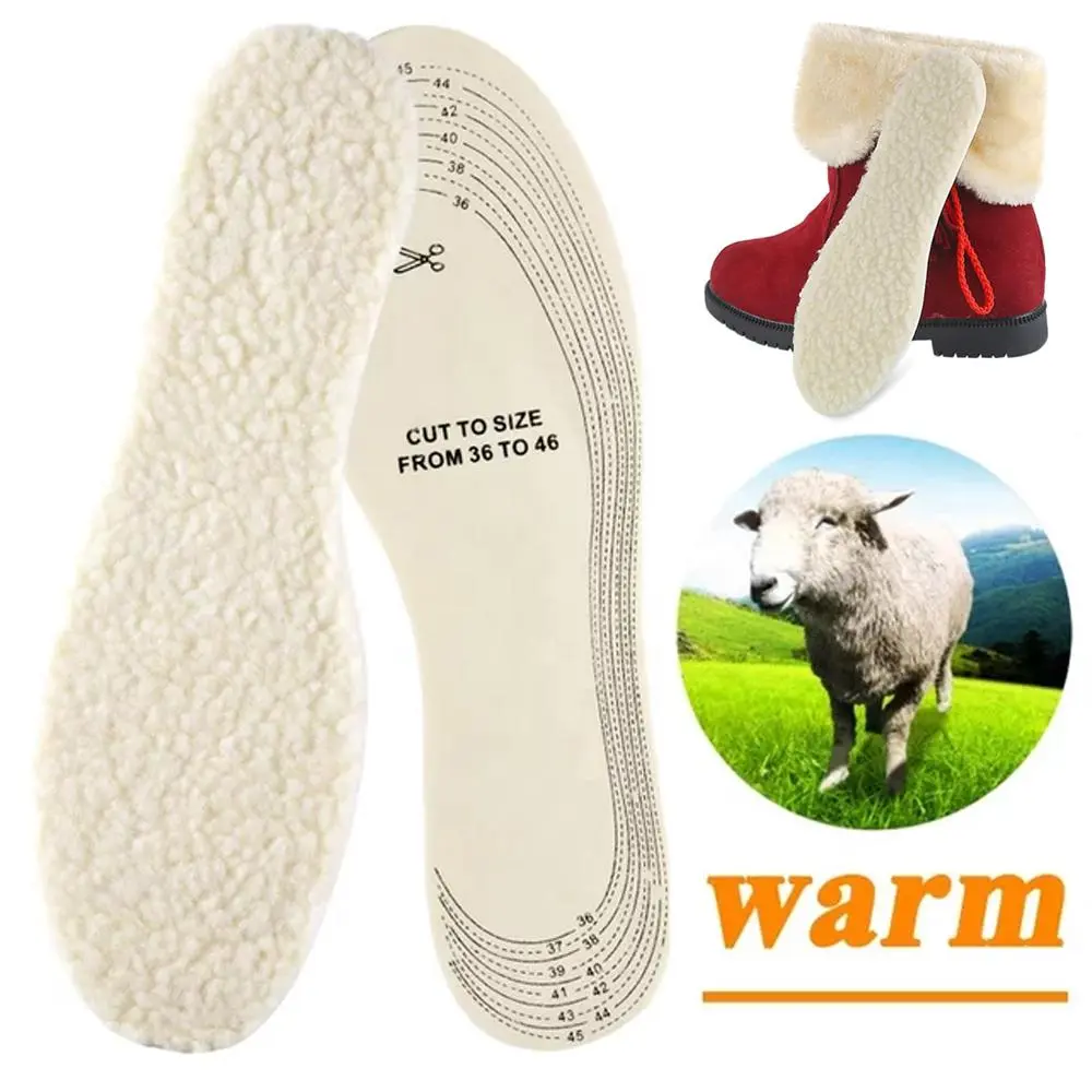 Wool Warm Heated Insoles for Kids And Adult Winter Shoes Thermal Thickened Artificial Cashmere Shoes Inserts Snow Boots Warm Pad