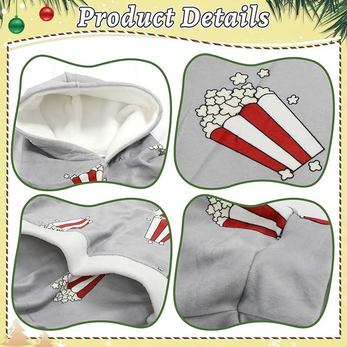 Couple Pajamas Funny Popcorn Flannel Matching Pajamas Oversized Hooded Sweatshirts with Pockets Unique Christmas Gift for Couples - Grey Couple Pajamas Funny Popcorn Flannel Matching Pajamas Oversized Hooded Sweatshirts with Pockets Unique Christmas Gift for Couples - Grey