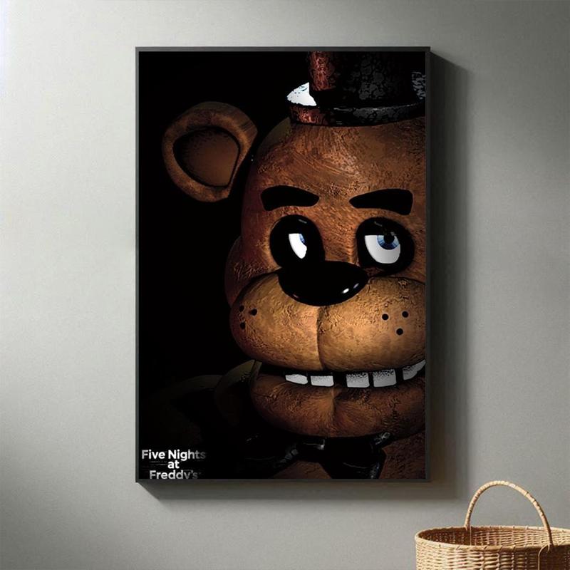 Five Nights at Freddy's Poster Freddy Wall Poster Celebrate Group Movie For Kids Room Bedroom Decor Game Lovers Canvas Art Print Teen Fans Girls Boys Birthday Gifts