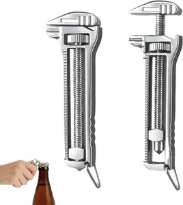 2 PCS Compact Titanium Multitool, Portable Mini Multitool Wrench, Multifunctional Bottle Opener Tool with Mini Adjustable Wrench