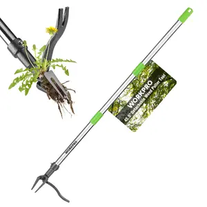 #Summervibes WORKPRO Weed Puller Tool with Long Adjustable Handle (33", 46"), Stand Up Heavy Duty Weed Remover- 4 Claw Steel Head & Foot Pedal for Easy Weeding, Detachable Dandelion Picker for Lawn/Yard/Garden