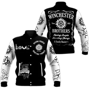 Supernatural Varsity Jacket, Dark Fantasy Series Graphic Design, Streetwear Style, Trendy Unisex Casual Outfit Gift
