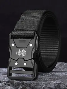 Men's Tactical Nylon Belt, Quick-Release Auto Buckle, Outdoor Work Canvas Belt, Functional Style, Adjustable Ratchet Belt, Military/work/outdoor All-Purpose