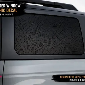 Bronco Topography Window Decals for 2021+ 2 Door & 4 Door Models Big Impact Graphic Decal