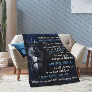 Brother's Birthday Gift from Sister - Brother's Commemorative Blanket with Heartfelt Message - Extra Large Size 60x80inch (5x6.5 Feet) Heavyweight 280GSM Flannel - Suitable for All Seasons Blue/Black Lion Pattern - Christmas, Graduation, Adult Brother