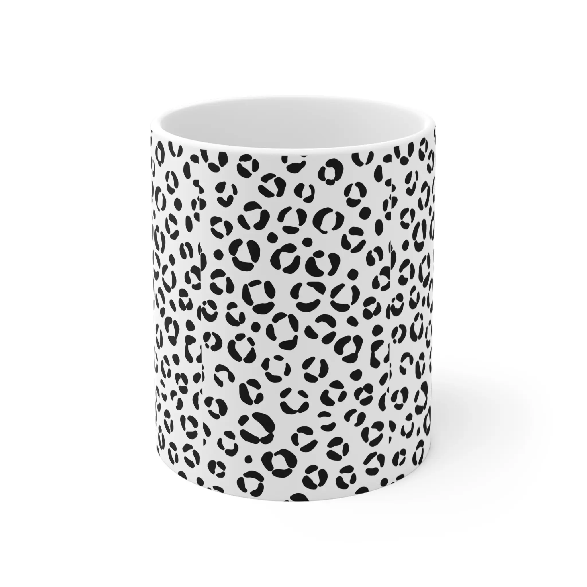 Classic Washable Ceramic Black and White Leopard Print Mug, Animal Print Drink Cup