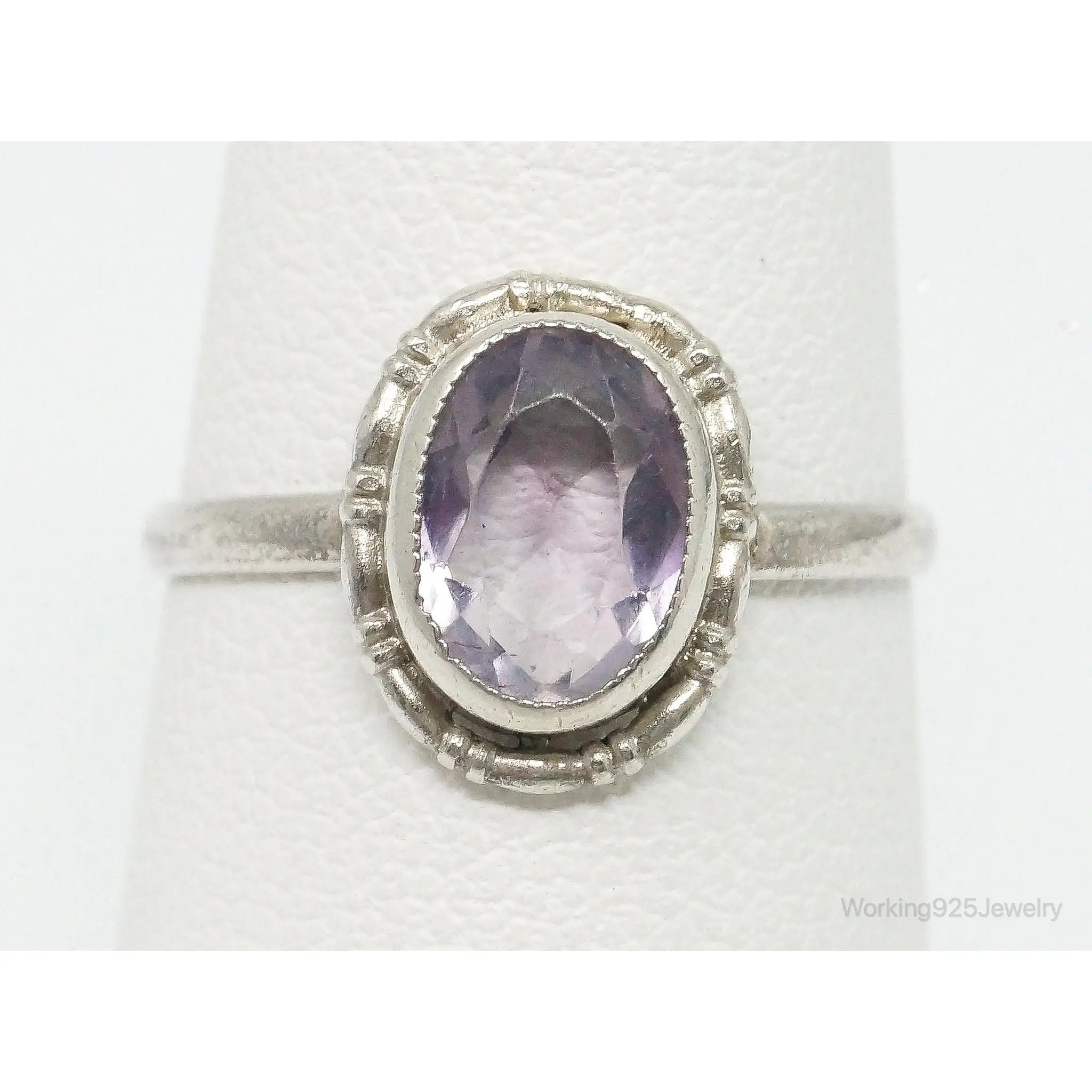 Antique Amethyst 835 Silver Ring - Size 7.75