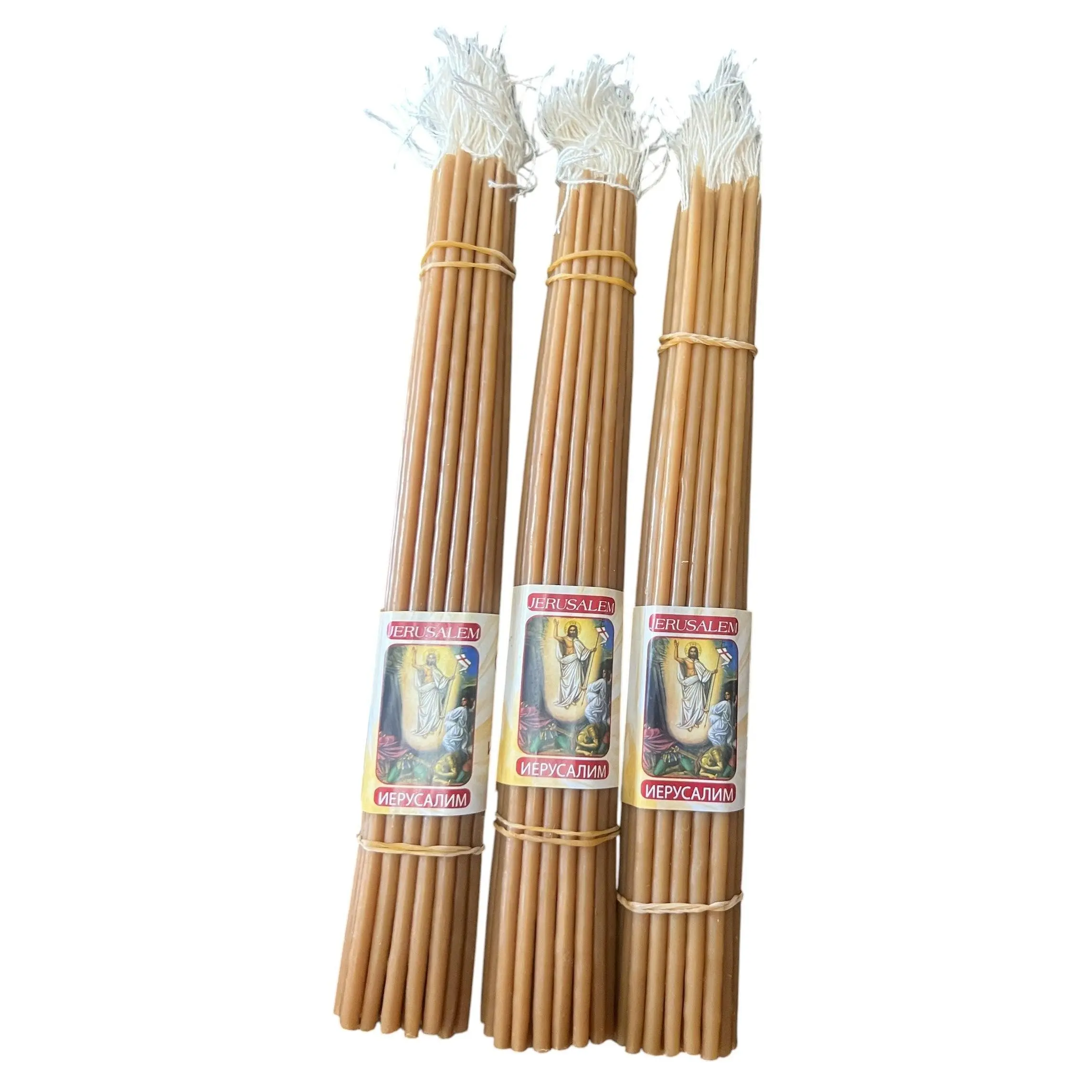3 Bundles of 33 Beeswax 9.5" Candles Blessed at Holy Sepulchre 99 Total | Lion of Judah Market