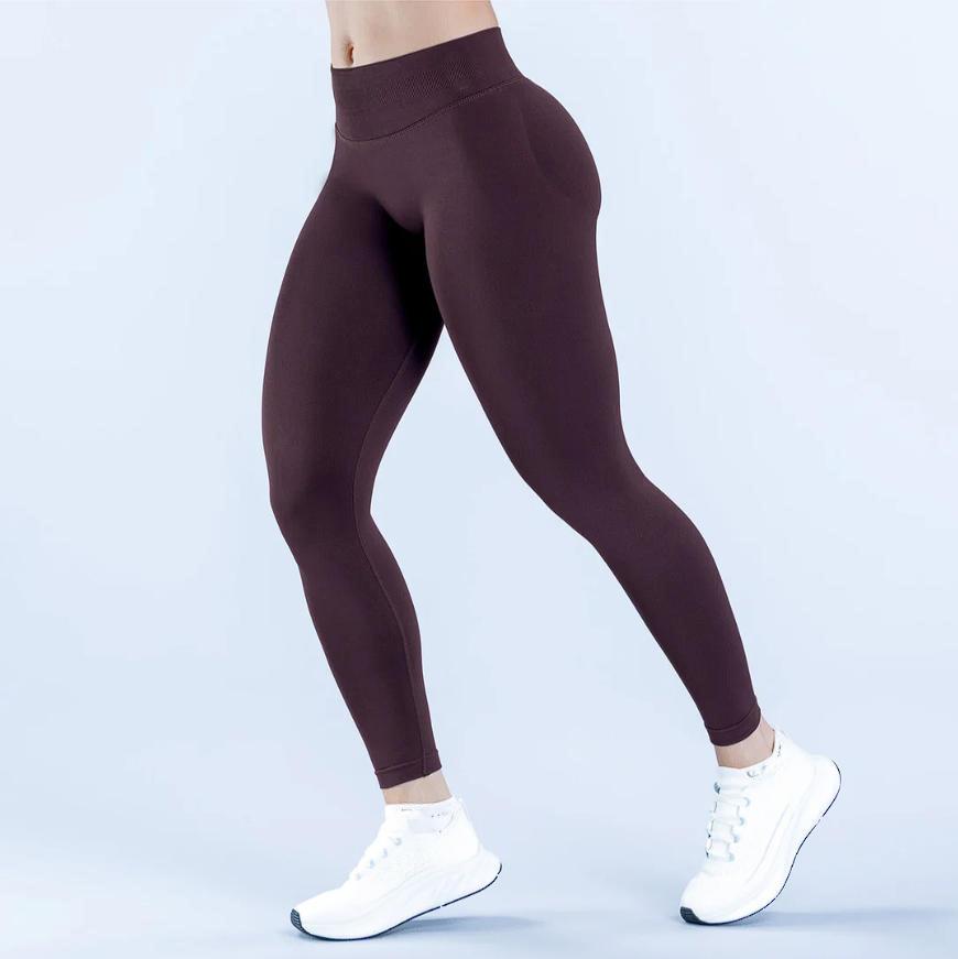 (With Logo) DFYNE High Waist  Leggings - Non See-Through Seamless Workout Pants for Women's Training Quick-Dry Compression Fitness Set