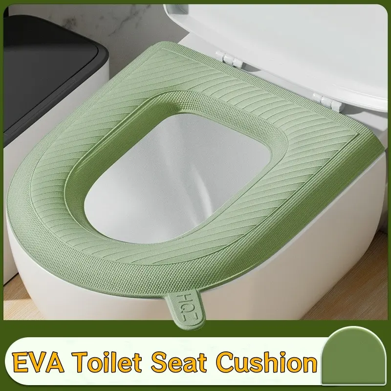 High-Quality EVA Toilet Seat Cover, 43*39cm Unisex Simple Plain Waterproof Warm Washable Portable Travel-Ready Toilet Seat Protector, Universal Bathroom Home Supply, Toilet Seat Covers