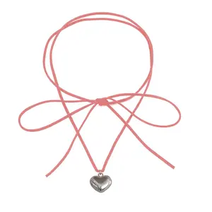 Stainless Steel Heart Pendant Necklaces Small Choker