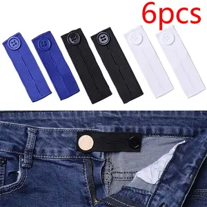 6-Piece Elastic Button Extender Set, Adjustable Waist Extender for Pants, Jeans, Dresses, Unisex, 3 Colors Available