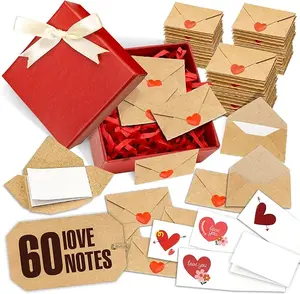 60 Pcs Self-Sealing Envelopes + Blank Love Notes | Romantic Gift for Weddings, Valentine’s Day & DIY Crafts