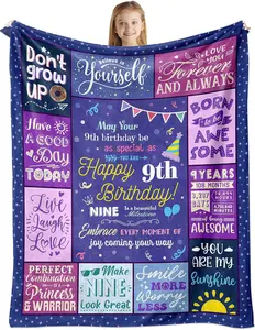 Birthday Gifts for 9 Year Old Girl, 9 yr old girl gift ideas, 9th Birthday Gifts/Decorations for Girls, Birthday Gifts for Girls Age 9, Presents for 9/Nine Year Old Girls Throw Blanket 60x50 Inch