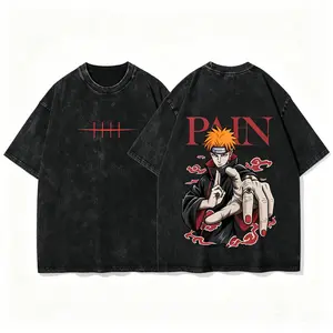 Pain Nagato Washed Anime T-Shirt, Naruto Akatsuki Vintage Dark Streetwear Graphic Tee, Guys Gifts, TikTok Shop Deals