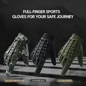 Touchscreen-Compatible Full-Palm Grip Protective Gloves, No Need to Remove for Phone Operation, Segmented Impact Resistance Anti-Slip Breathable Full Finger Motorcycle Gloves for Men Women, for Daily Commute, Riding, Hiking & Outdoor Work