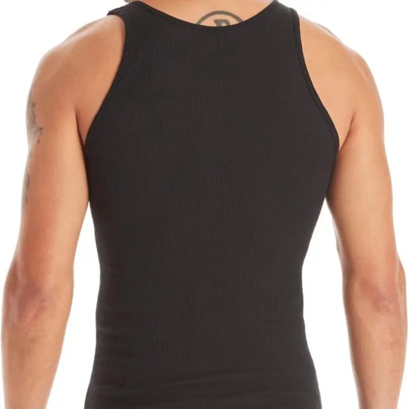 Hanes 5-Pack Core Cotton Tank - Black Ribbed Sleeveless Top for Men's Comfort