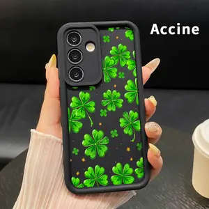 Phone Case Compatible with Samsung Galaxy S23 Ultra S24 Plus S25 S22+ St. Patrick‘s Day Lucky Clover Symphony Full Body Protection Shockproof Soft Silicone Cover