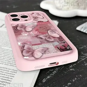 Phone Case - A Pink Butterfly Floral Fashion Shockproof Full-Body TPU Phone Case, Compatible with Iphone 16, 15, 14, 13, 12, 11 Pro Max, XR, XS, 8, And 7 Plus