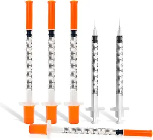 Syringes with Needle, 1ml 30G 5/16 Inch 8mm Disposable Syringe, U-100 Lab Tools, Individual Wrapped, Pack of 30