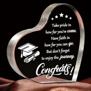Graduation Gift, Acrylic Heart Shaped Ornament, Inspirational Graduation Gift for Her Him, College High School Graduation Gift, Masters Degree Graduate Gift, Decor, Acrylic Plaque Decor