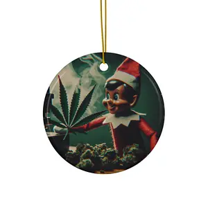 Christmas elf with Leaf Ceramic Ornament, 4 Shapes