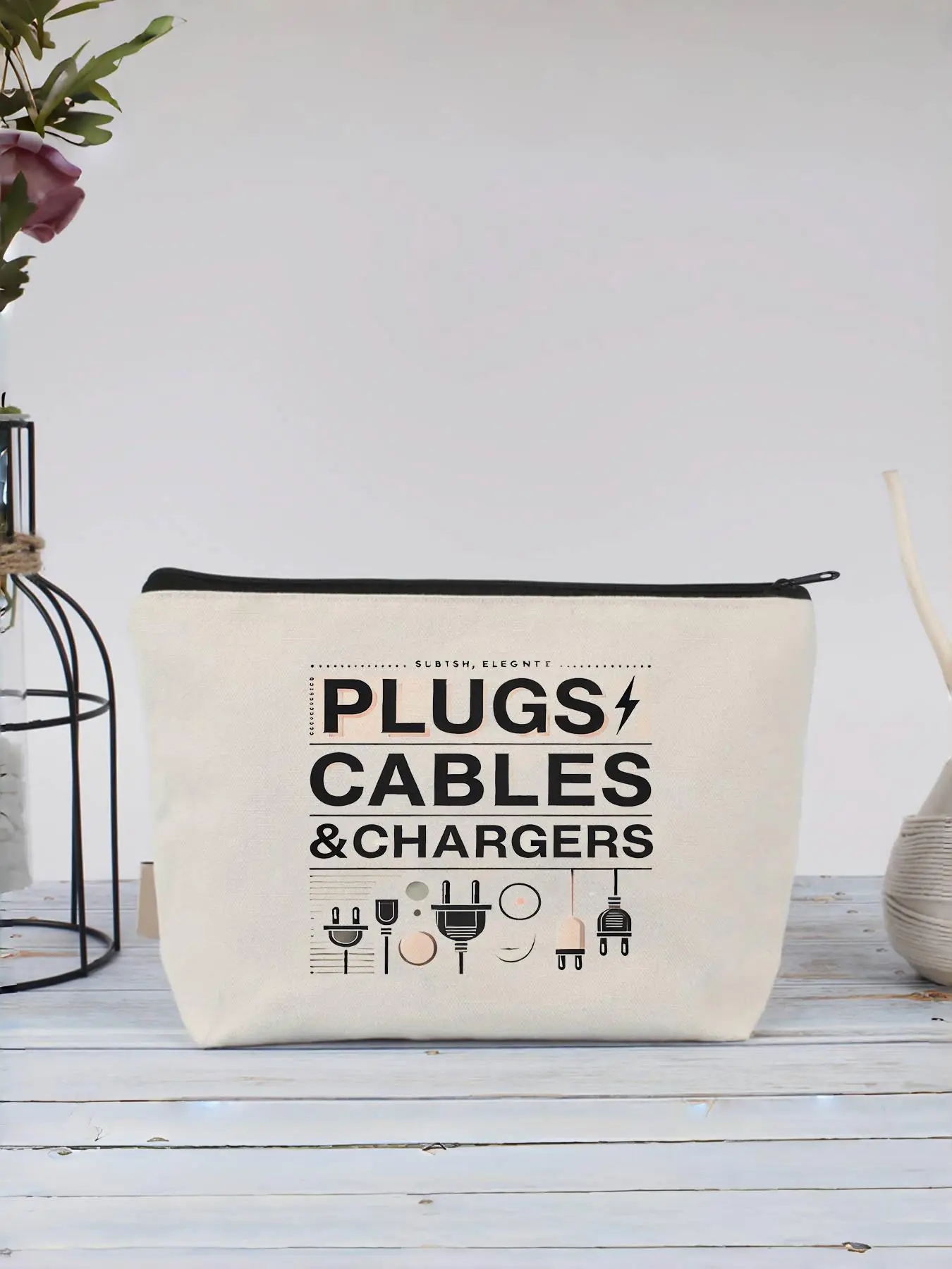 2025 New Style Portable Zipper Makeup Bag, Letter Pattern Storage Bag, Electronic Product Tool & Accessories Storage Bag, Travel Cosmetic Organizer Po