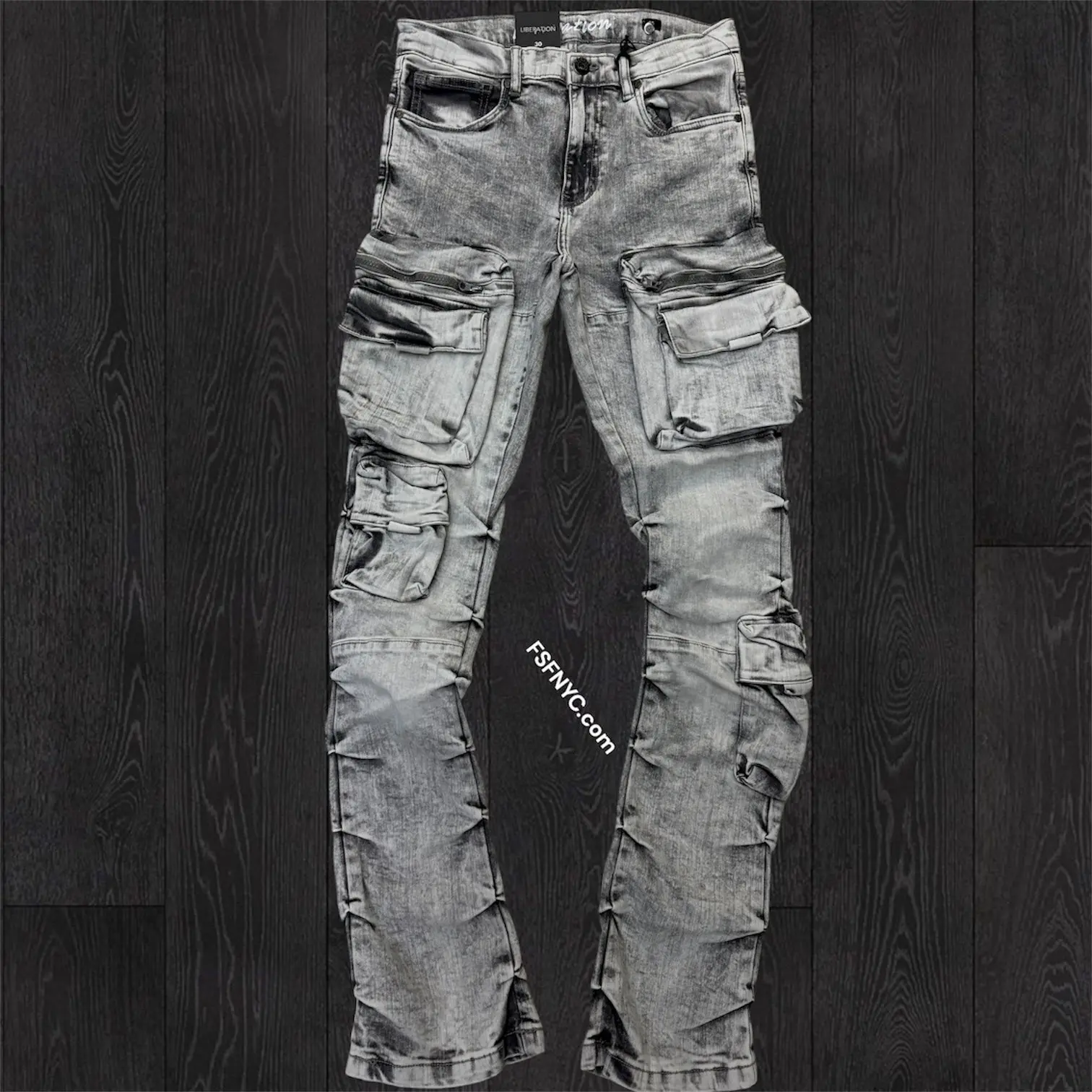 L - Stacked Cargo Pants - Grey -  7094