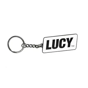 LUCY Logo Keychain, Enamel Keychain with Gunmetal Keyring and chain