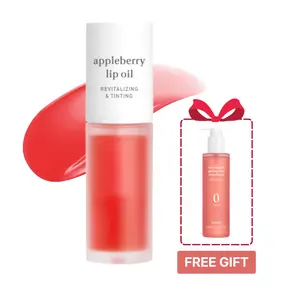 Nooni Apple Lip Tint Stain + Ginseng Cleansing Oil (Free Gift) Bundle | Glossy Lip Tint, Moisturizing Lip Care & Revitalizing Makeup Remover for Glass Skin, All Skin Types