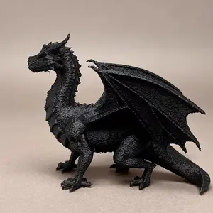 3D Printed Dark Dragon Statue Figurine, Realistic Fantasy Design, Home Decor for Christmas Halloween Valentine's Day, Indoor Outdoor Use, Garden Sculptures Statues