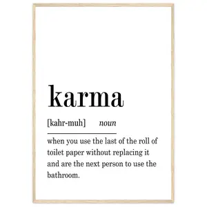 Karma Definition Print Bathroom Wall Decor Karma Funny Definition Print Toilet P