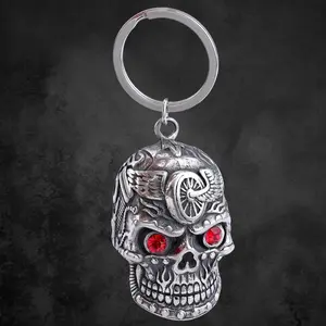 Key Chain Skull Bell Gremlin Motorcycle Guardian Auto Biker Bling Ring Hanger