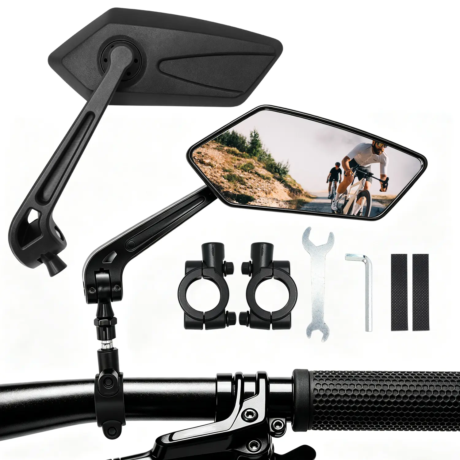 2Pcs  Bike Handlebar Rearview Mirror,Wide Angle HD Cycling Mirror,360 Degree Rotatable Design,Easy To Mount,Suitable For Mountain,Road And Electric Bikes,Fits 0.79-0.95 Inch Handlebar