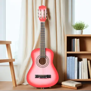 Pink 30-inch Acoustic Guitar Bundle with Pick Strings Capo Gig Bag Tuner and Shoulder Strap Dreadnought Body Basswood Finish for Beginners Adults Teens musical gifts for festivals or birthdays