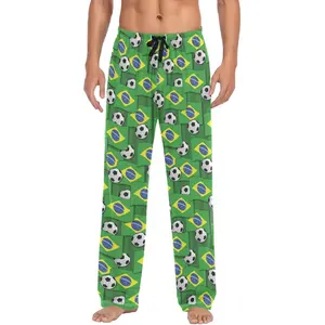 Brazil Flag Soccer Balls Mens Pajama Pants Lounge Bottoms Soft Sleep Pants