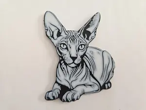 Sphynx Cat 4" Tall 3D Printed Art Raised Figure Refrigerator Fridge Magnet Unique Design Functional Art Easy to Display