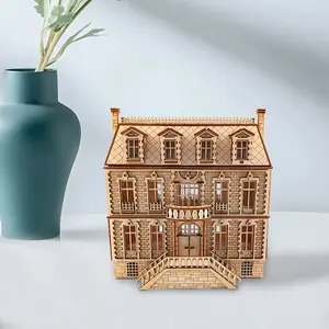 1PC European Castle 3D Wooden Puzzle Model Kit - Retro Architectural Storage Box, Ideal for Medieval Scene Building & Jewelry Storage, Wooden Jigsaw Puzzle