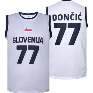 Summervibes Men's Embroidered Basketball Jersey #77 SLOVENIJA DONCIC Breathable Fabric Machine Washable All-Season Casual Streetwear Durable Sportswear Game Day Outfit Sizes S-3XL
