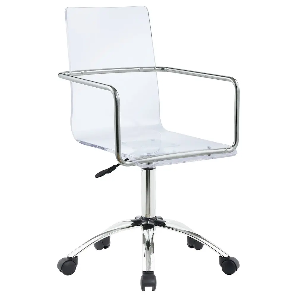 Amaturo Acrylic Adjustable Home Office Desk Chair Clear, Modern Style Chairs & Stools, Rotating Chairs & Stools
